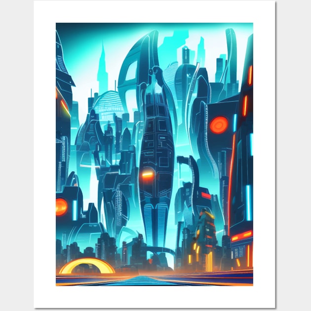 Cool Japanese Neon Future City Wall Art by star trek fanart and more
